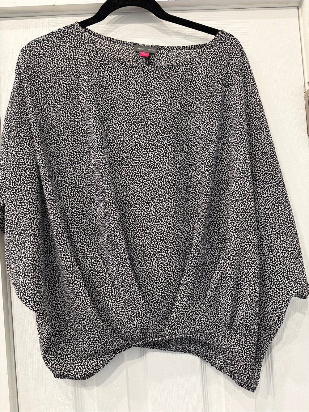 Vince Camuto Black and White Speckled Off-Shoulder Top